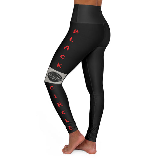 Black circle S car High Waisted Leggings (AOP)